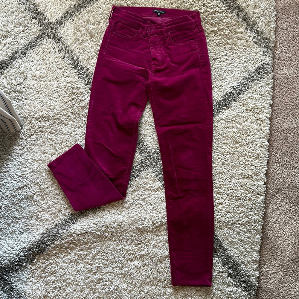 J. Crew merchantile cranberry velvet “Jean” sz 25